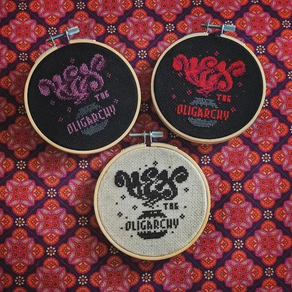 Hex the Oligarchy cross-stitch pattern