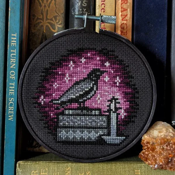 Mini Book Raven cross-stitch pattern