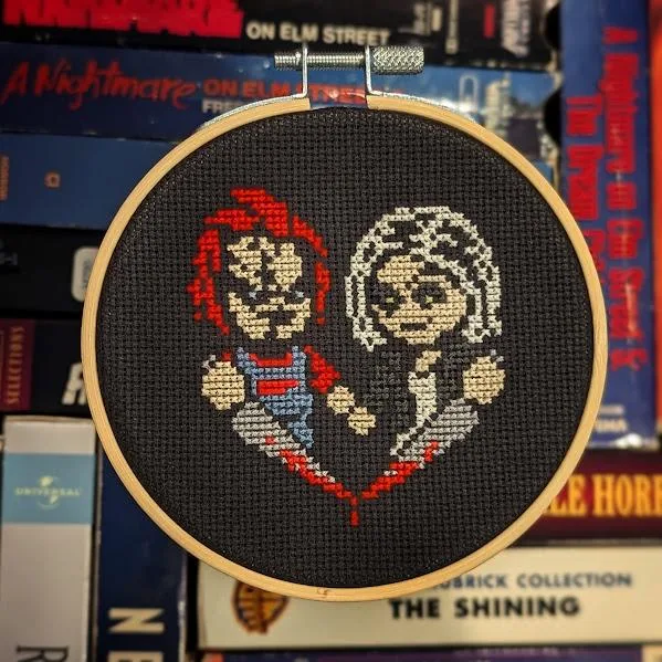 Mini Chucky & Tiffany cross-stitch pattern