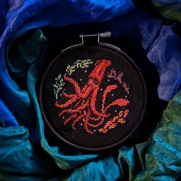 Giant Squid cross-stitch pattern
